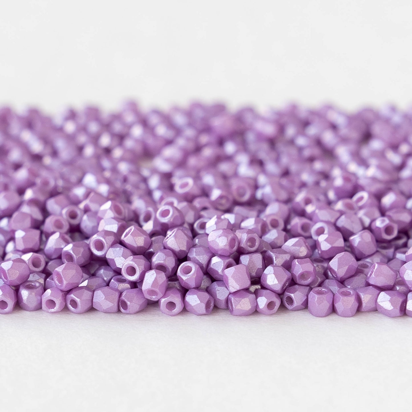 2mm Round Firepolished Beads - Pastel Lilac - 50 beads