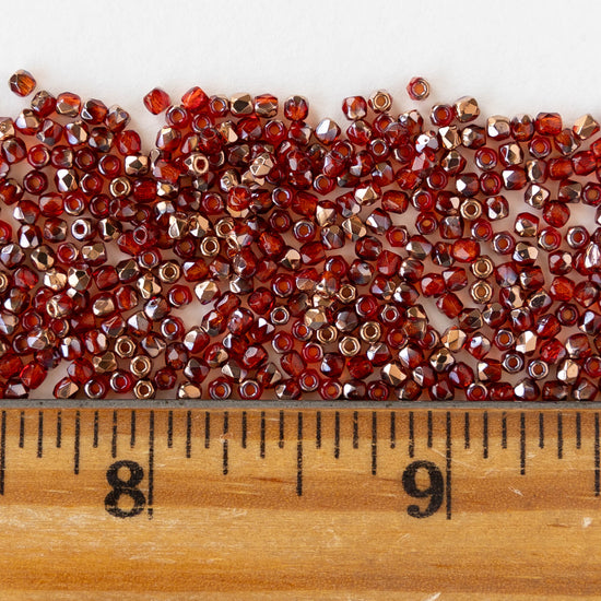 2mm Round Firepolished Beads - Siam Capri Gold - 50 beads