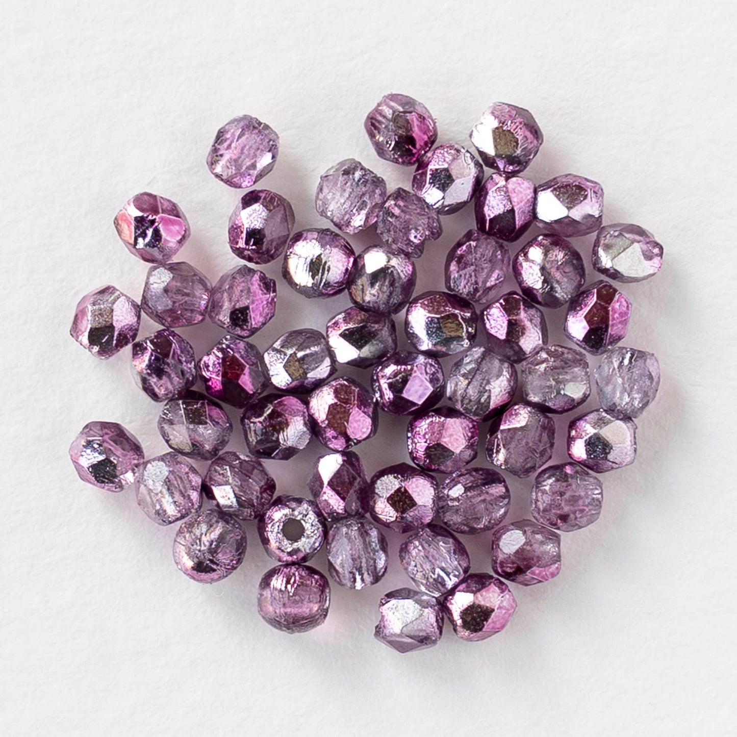 2mm Round Firepolished Beads - Mirror Orchid - 50 beads