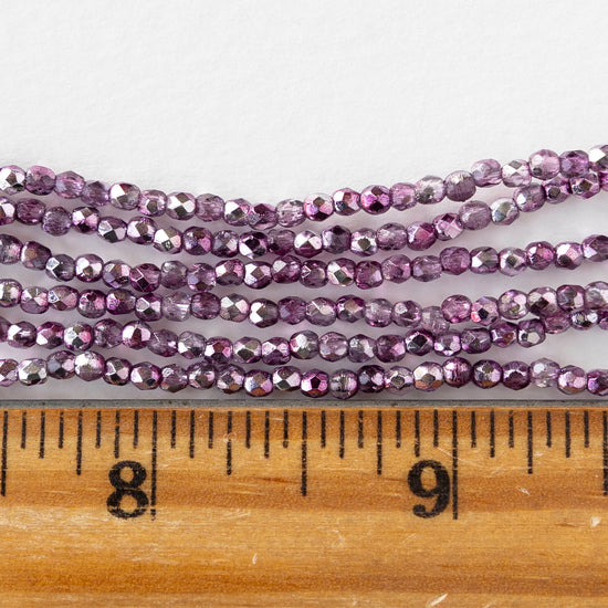 2mm Round Firepolished Beads - Mirror Orchid - 50 beads