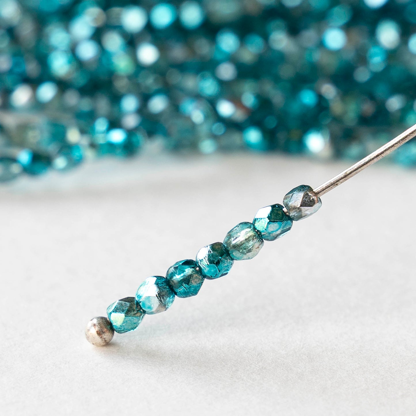 2mm Round Firepolished Beads - Mirror Teal - 50 beads