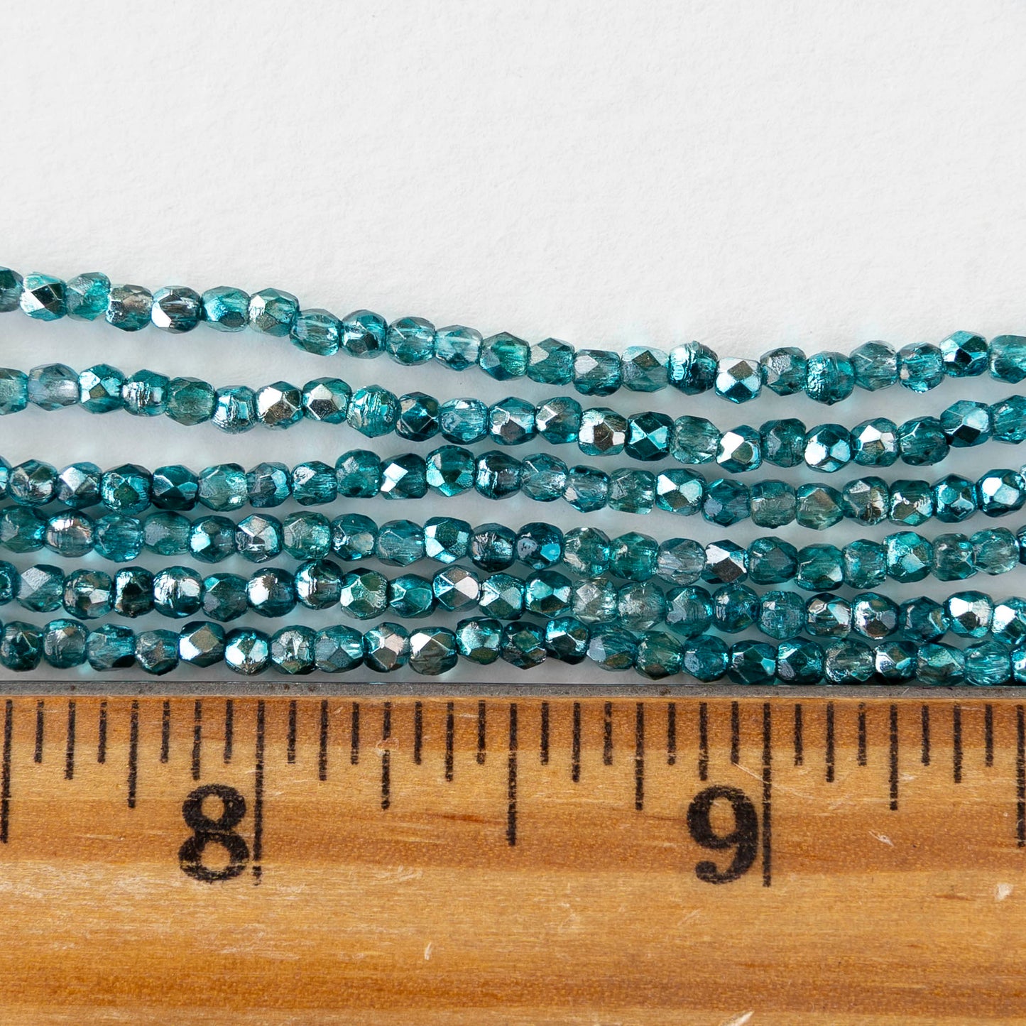 2mm Round Firepolished Beads - Mirror Teal - 50 beads