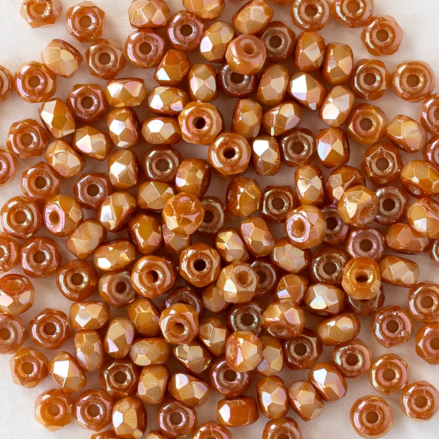 2x3mm Faceted Microspacer Beads - Apricot Luster - 50 Beads