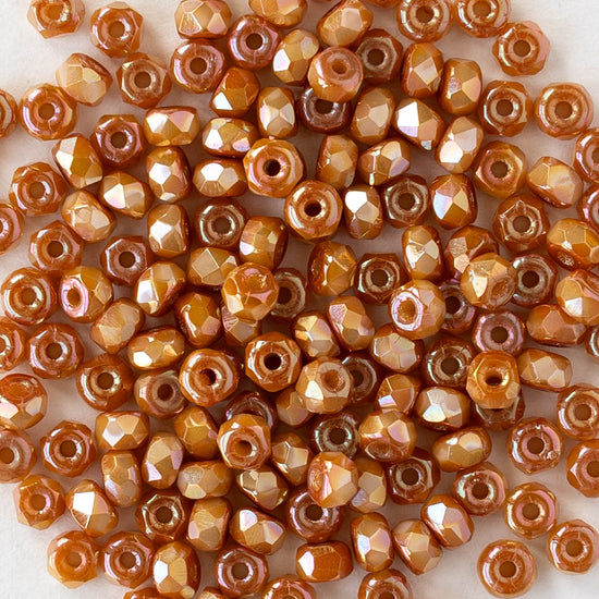 2x3mm Faceted Microspacer Beads - Apricot Luster - 50 Beads