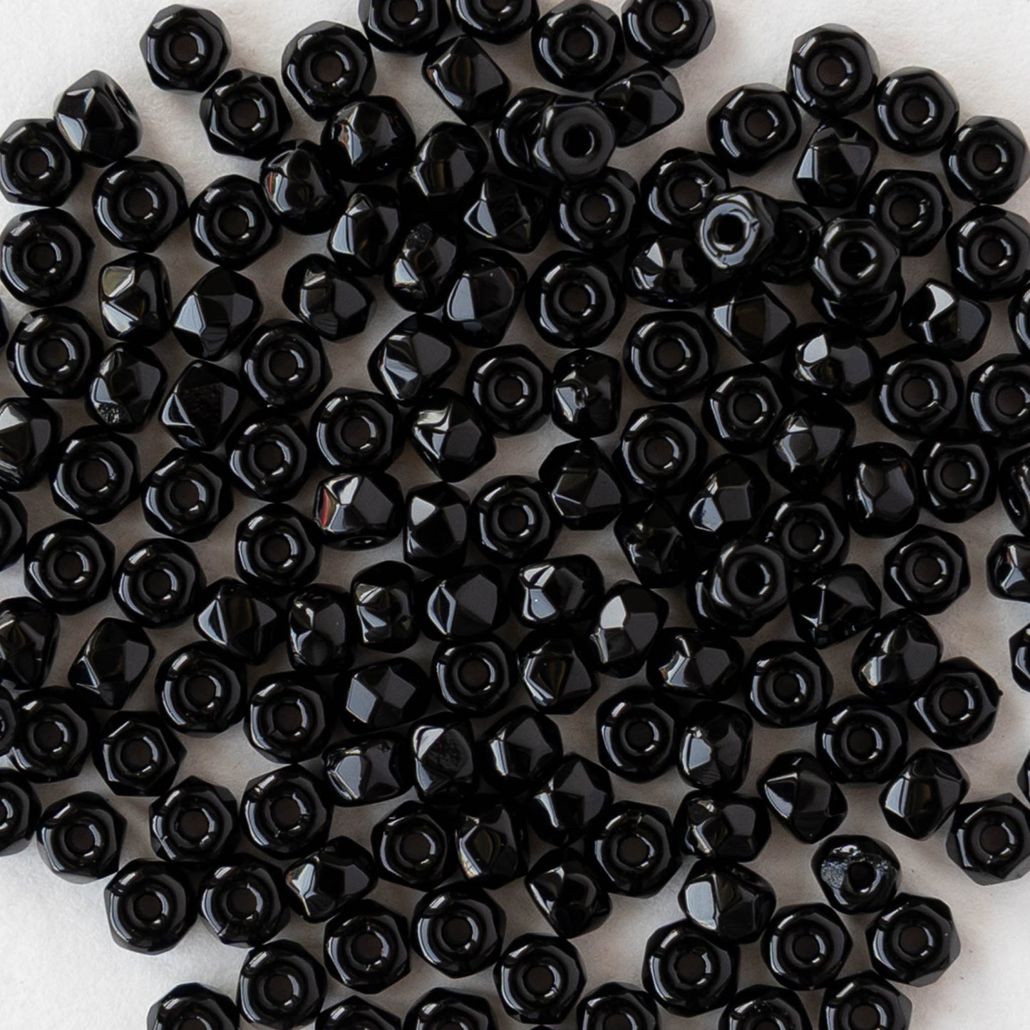 2x3mm Faceted Microspacer Beads - Black - 50 Beads