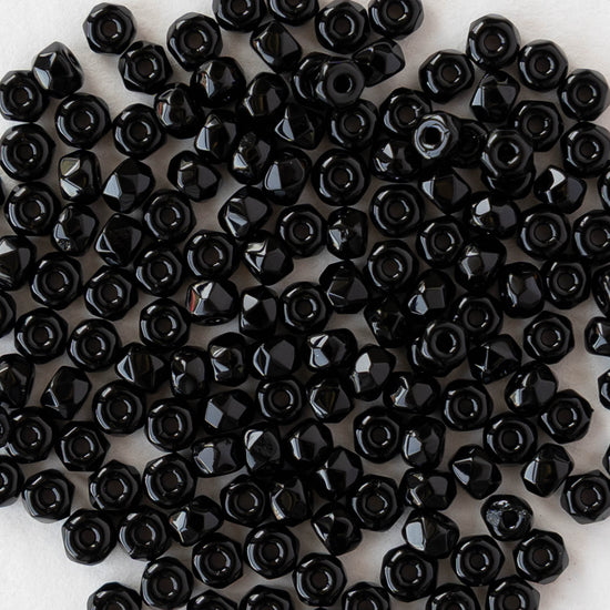 2x3mm Faceted Microspacer Beads - Black - 50 Beads