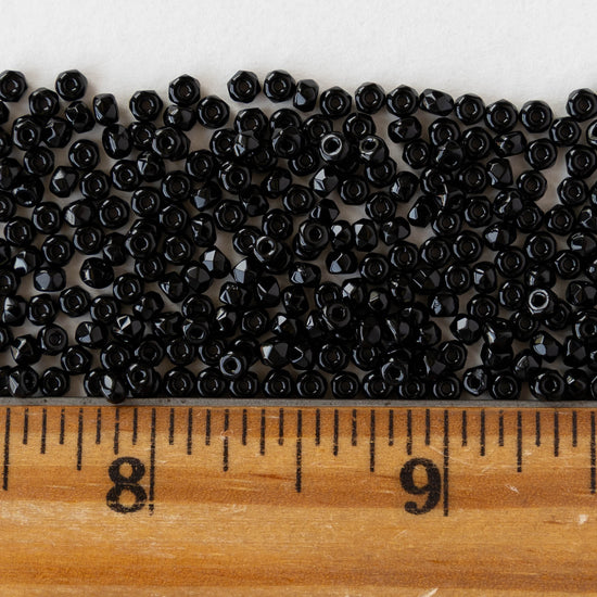 2x3mm Faceted Microspacer Beads - Black - 50 Beads