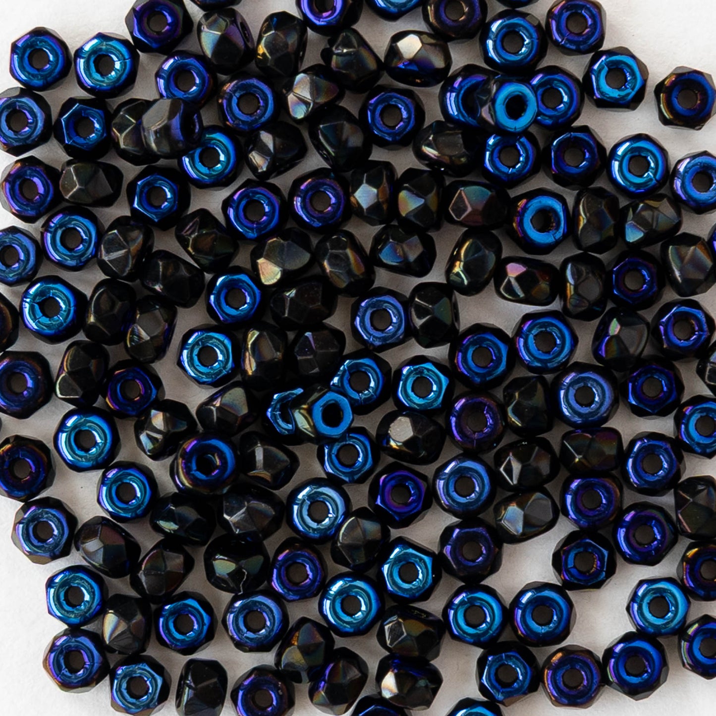 2x3mm Faceted Microspacer Beads - Black Azuro - 50 Beads