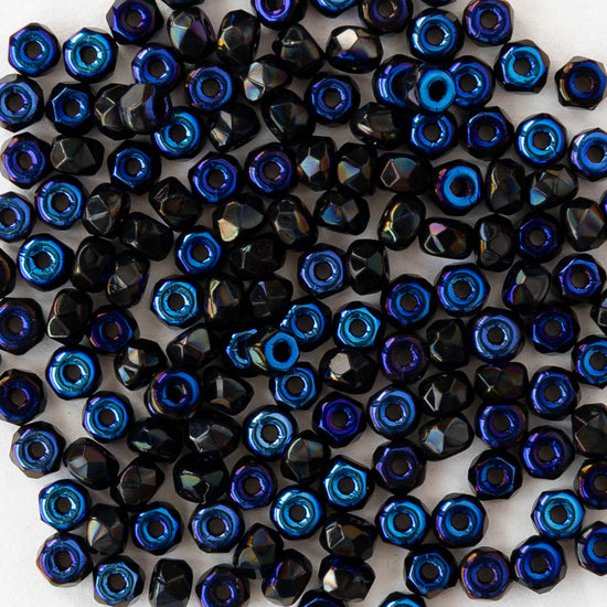 2x3mm Faceted Microspacer Beads - Black Azuro - 50 Beads