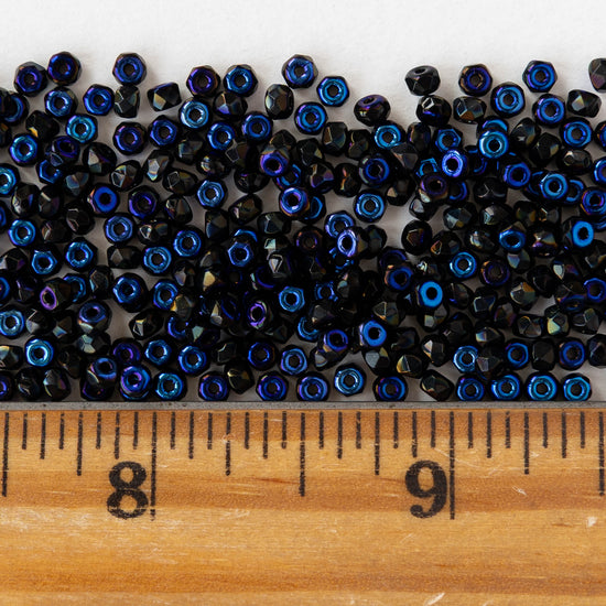 2x3mm Faceted Microspacer Beads - Black Azuro - 50 Beads
