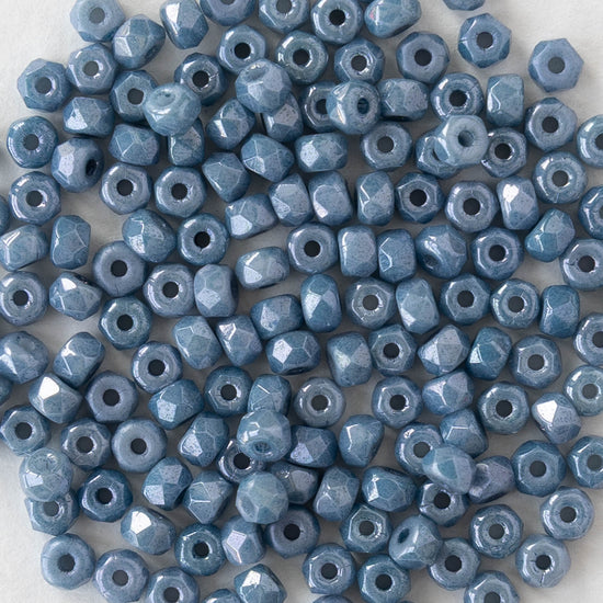 2x3mm Faceted Microspacer Beads - Blue Luster - 50 Beads