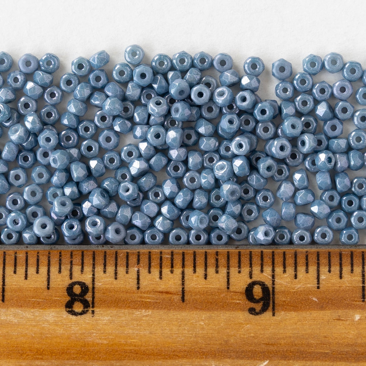 2x3mm Faceted Microspacer Beads - Blue Luster - 50 Beads