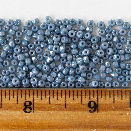 2x3mm Faceted Microspacer Beads - Blue Luster - 50 Beads