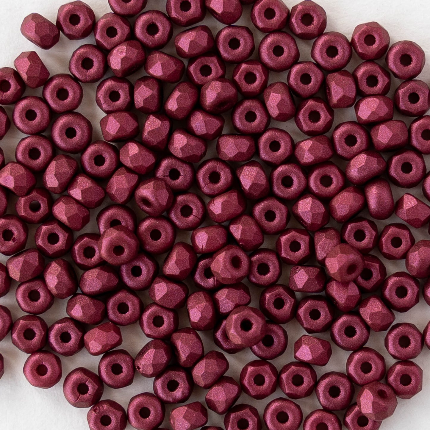 2x3mm Faceted Microspacer Beads - Matte Dark Red - 50 Beads