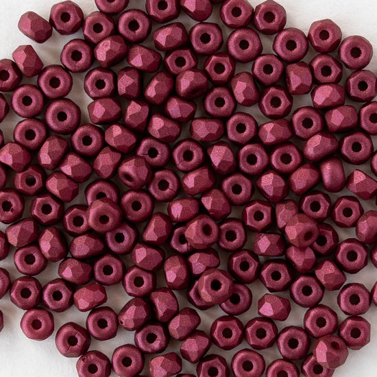 2x3mm Faceted Microspacer Beads - Matte Dark Red - 50 Beads