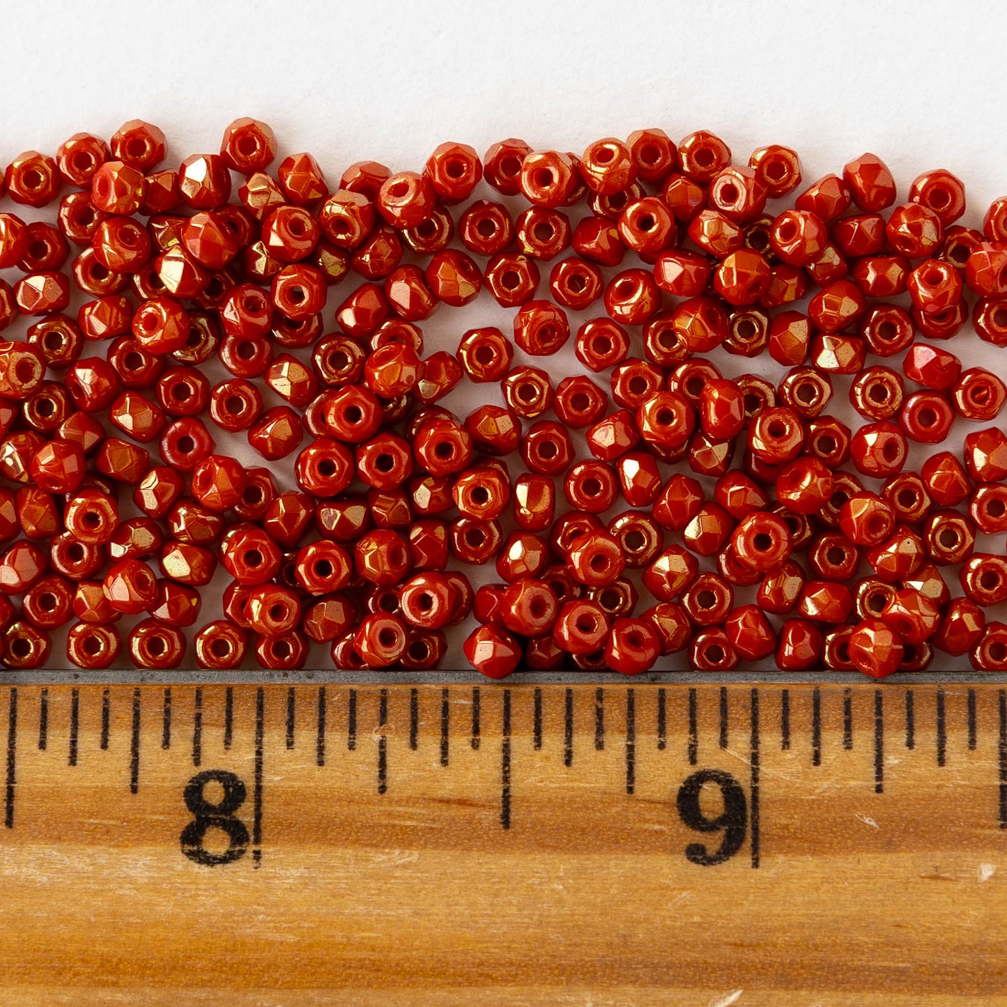 2x3mm Faceted Microspacer Beads - Red Gold Luster - 25 Beads