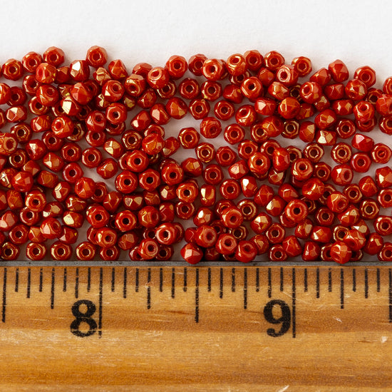 2x3mm Faceted Microspacer Beads - Red Gold Luster - 25 Beads