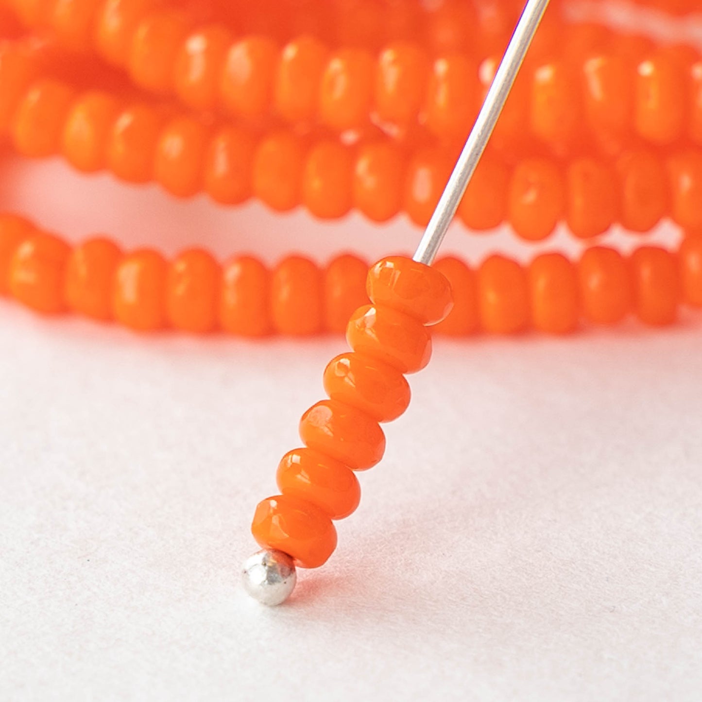 2x3mm Rondelle Beads - Opaque Orange Opaline - 50 Beads