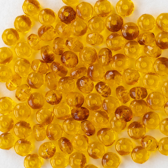 2x3mm Faceted Rondelle Beads - Amber - 120 beads