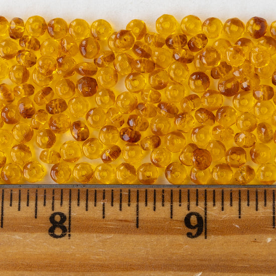 2x3mm Faceted Rondelle Beads - Amber - 120 beads