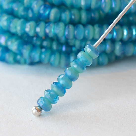 2x3mm Rondelle Beads - Turquoise Aqua AB Mix - 50 Beads