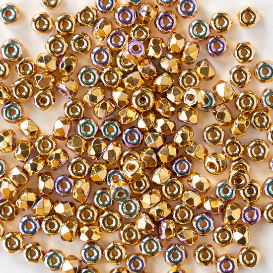 2x3mm Rondelle Beads - 24K Gold AB - 25 Beads