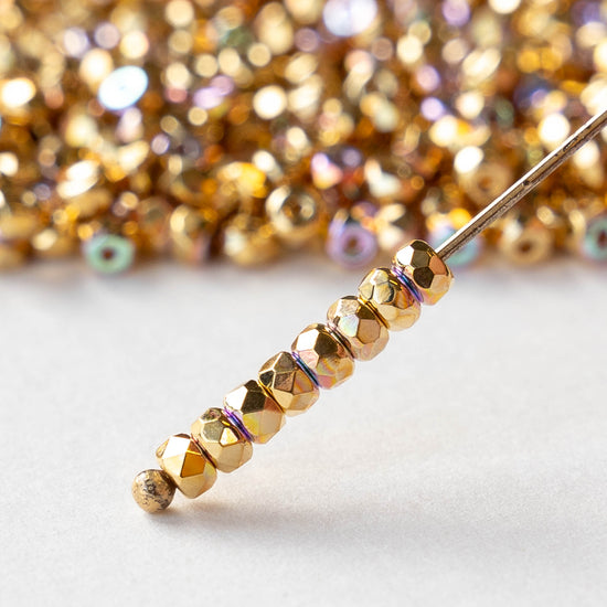 2x3mm Rondelle Beads - 24K Gold AB - 25 Beads