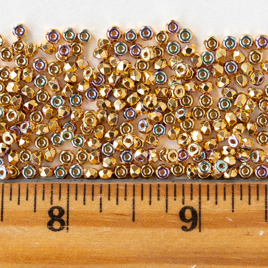 2x3mm Rondelle Beads - 24K Gold AB - 25 Beads