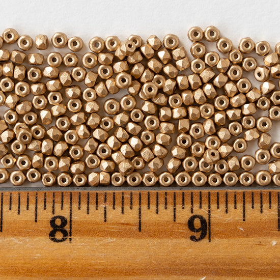 2x3mm Rondelle Beads - Light Gold Matte - 50 Beads