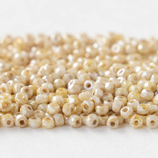 2x3mm Rondelle Beads - Ivory Luster - 50 Beads