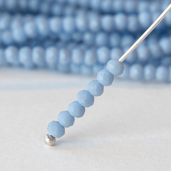 3x2mm Glass Rondelle Beads - Light Blue Matte - 16 inches