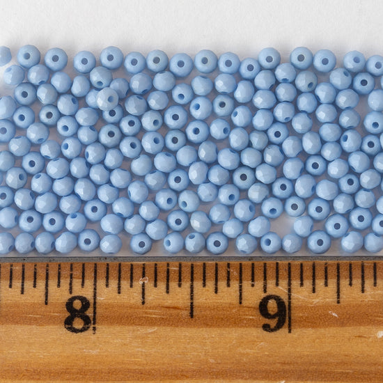 3x2mm Glass Rondelle Beads - Light Blue Matte - 16 inches