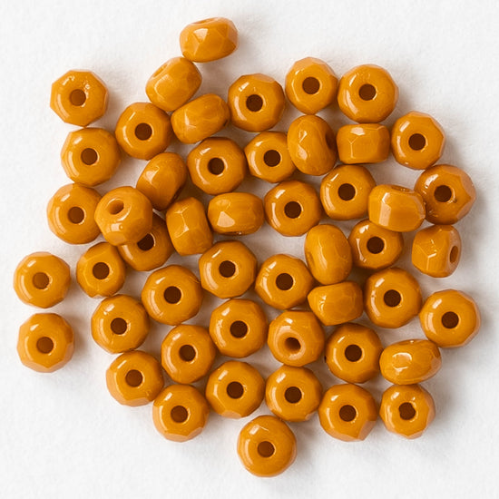 2x3mm Faceted Glass Rondelle Beads - Opaque Ochre - 50 Beads