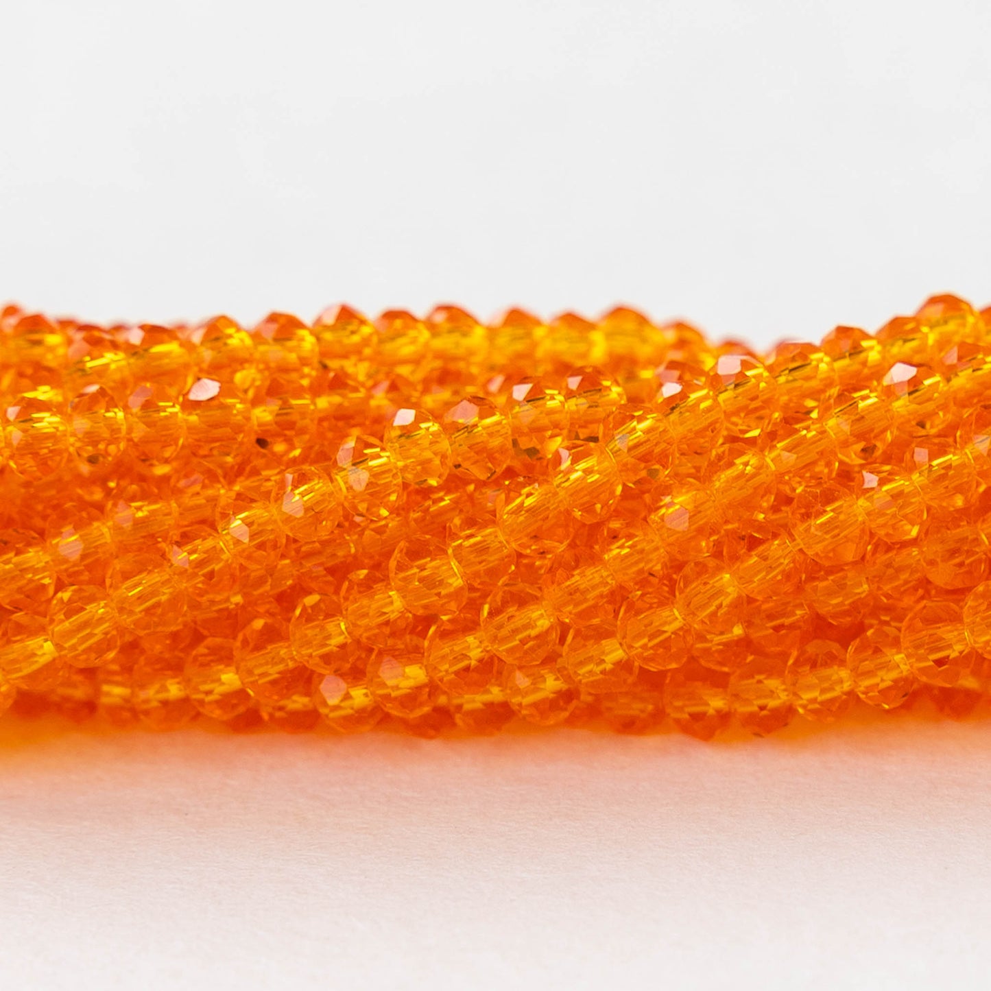 2x3mm Faceted Glass Rondelle Beads - Orange - 16 inches