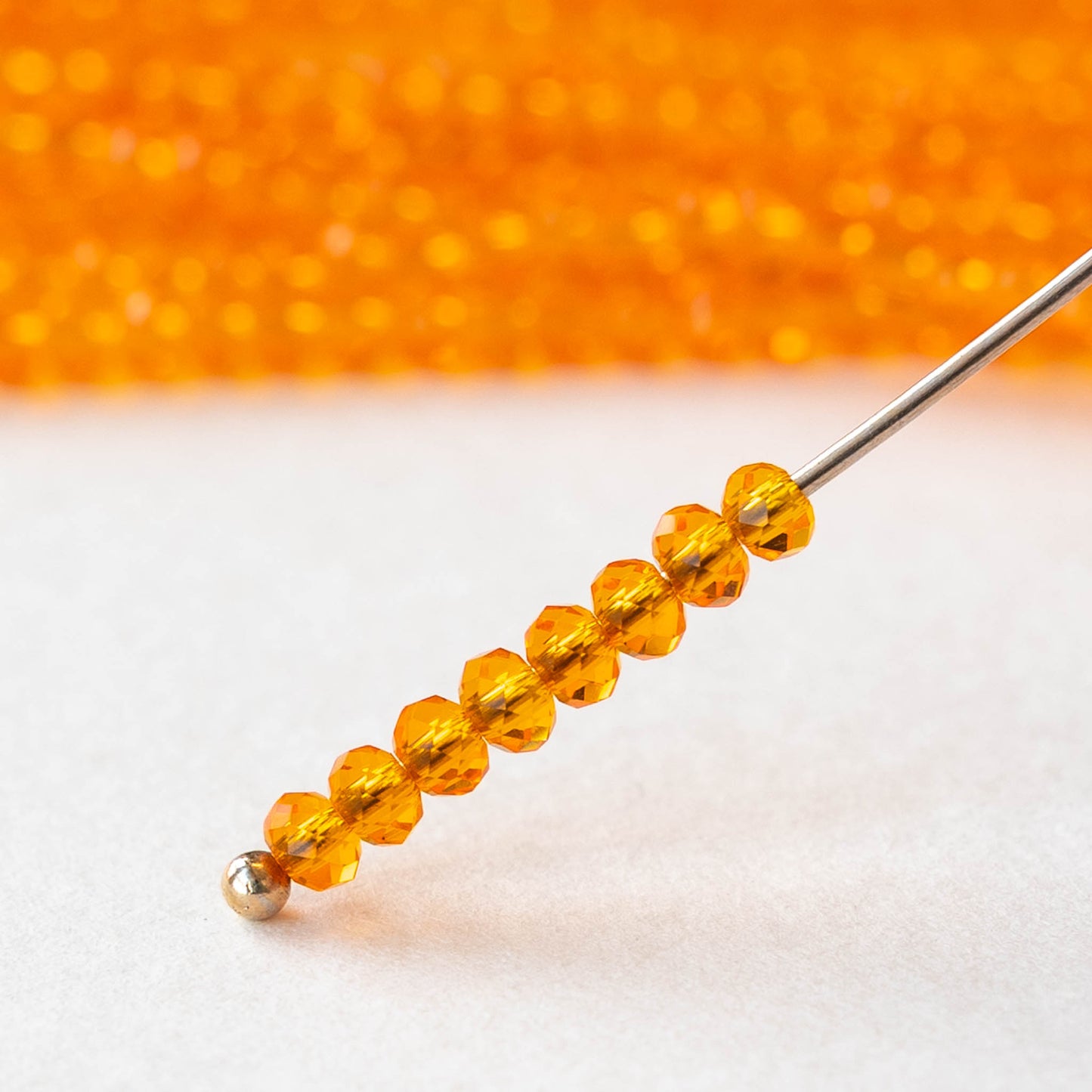 2x3mm Faceted Glass Rondelle Beads - Orange - 16 inches