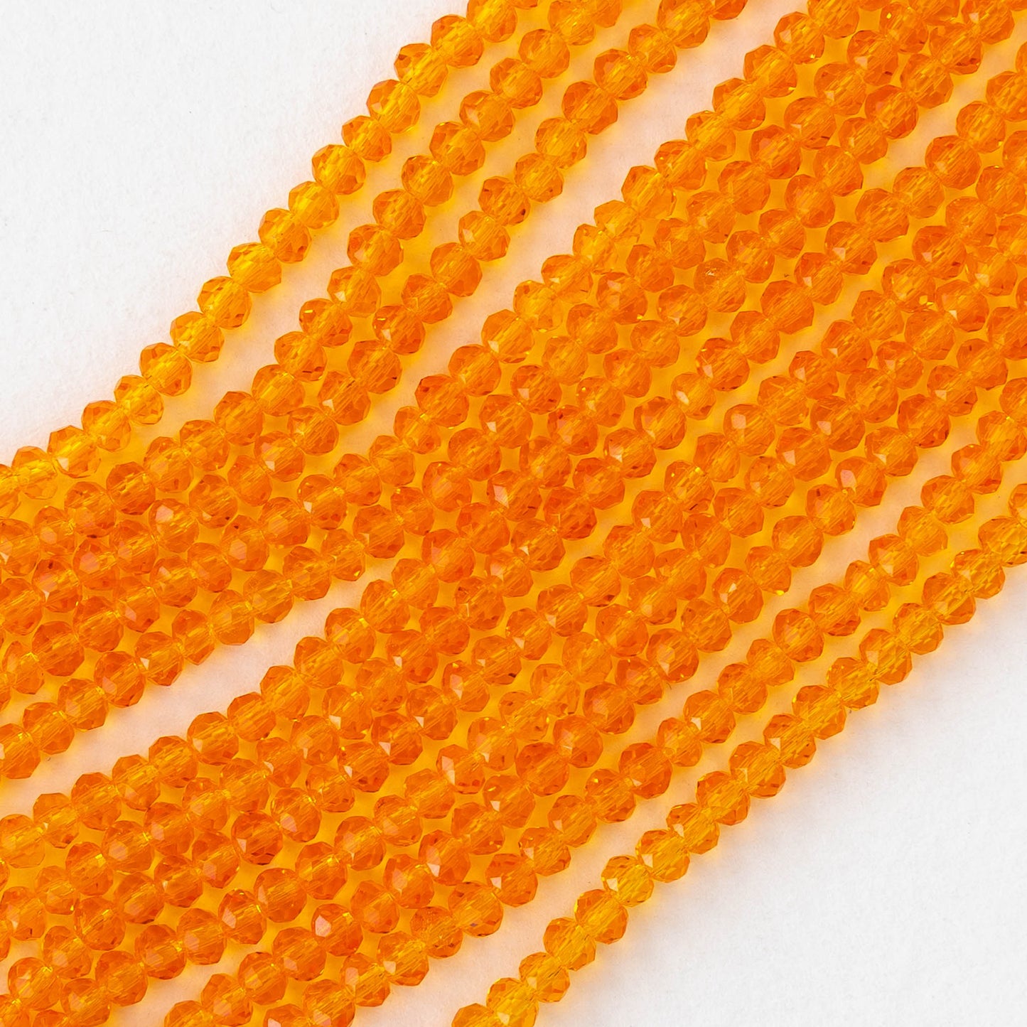 2x3mm Faceted Glass Rondelle Beads - Orange - 16 inches