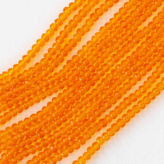 2x3mm Faceted Glass Rondelle Beads - Orange - 16 inches