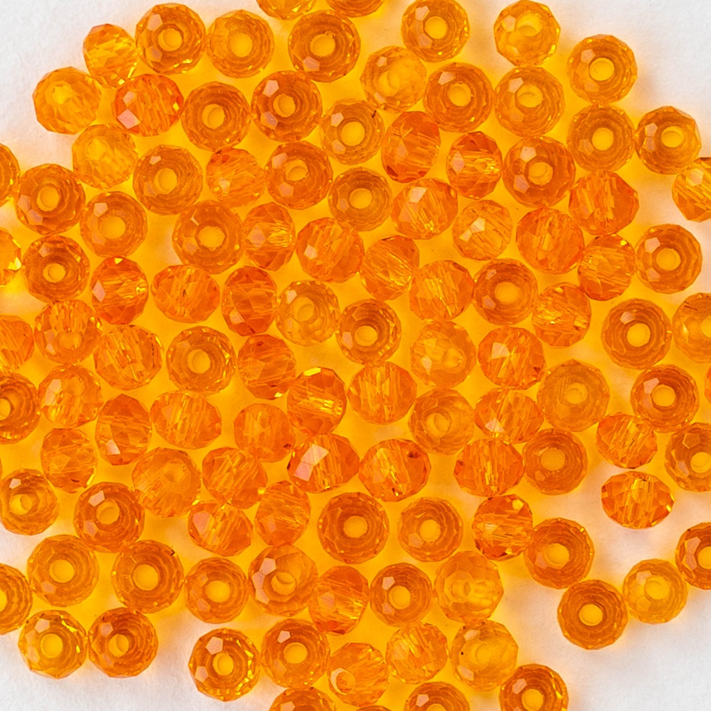 2x3mm Faceted Glass Rondelle Beads - Orange - 16 inches