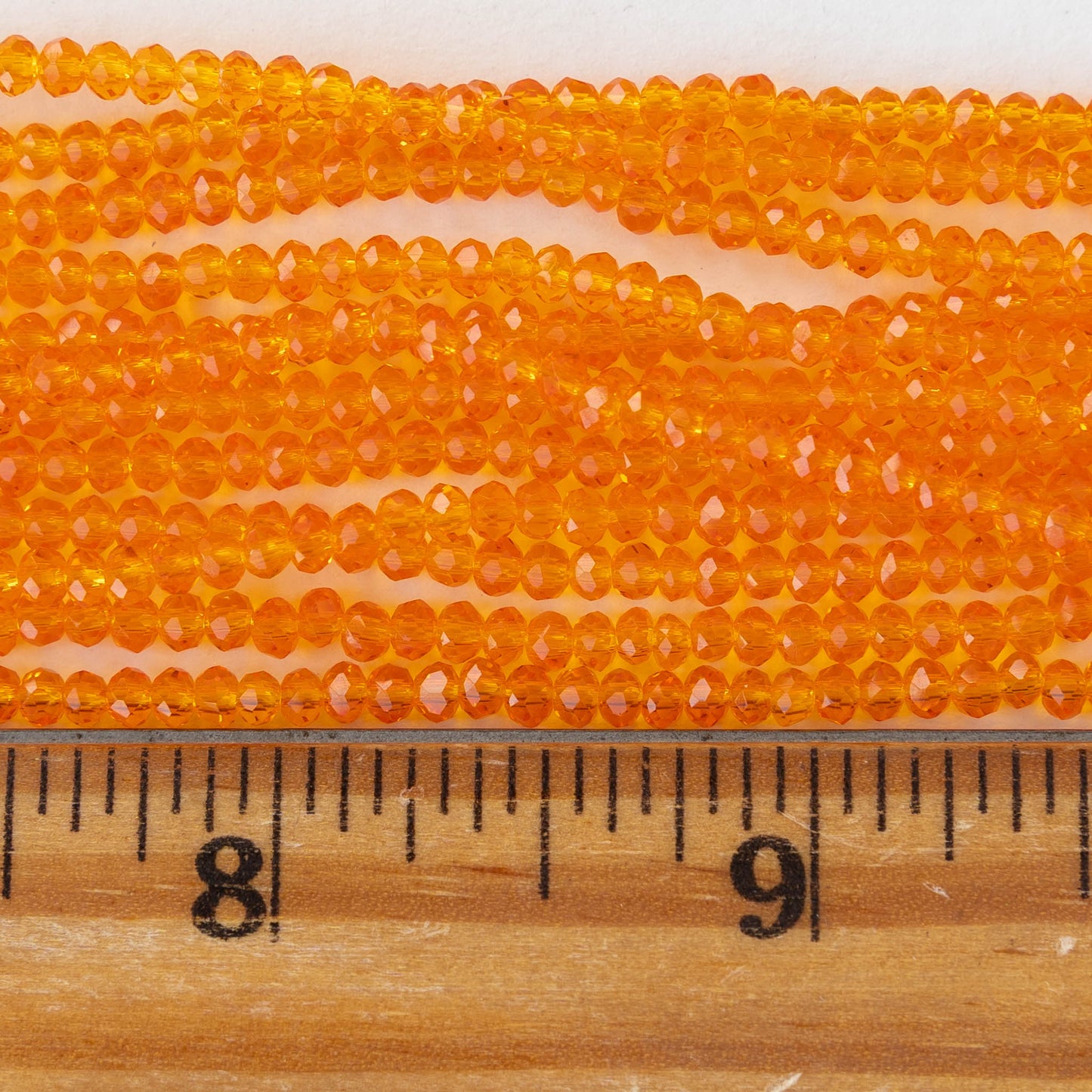 2x3mm Faceted Glass Rondelle Beads - Orange - 16 inches