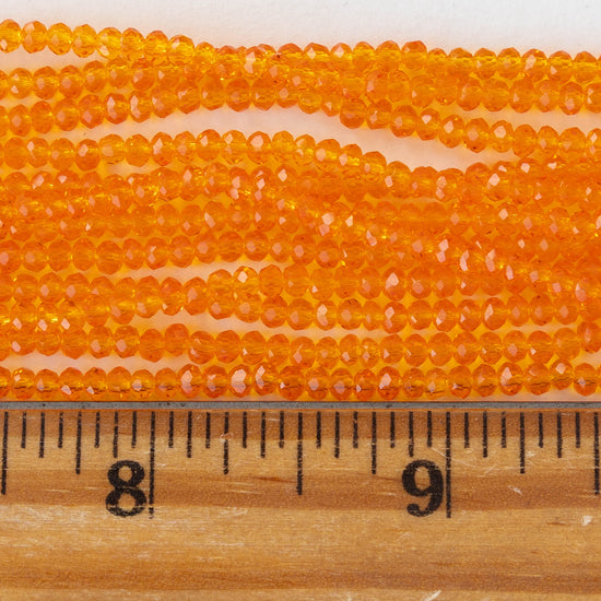 2x3mm Faceted Glass Rondelle Beads - Orange - 16 inches