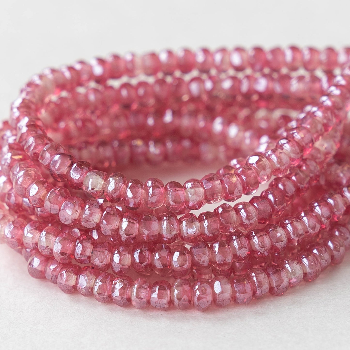 2x3mm Faceted Rondelle Beads - Pink Crystal Mix  - 50 beads