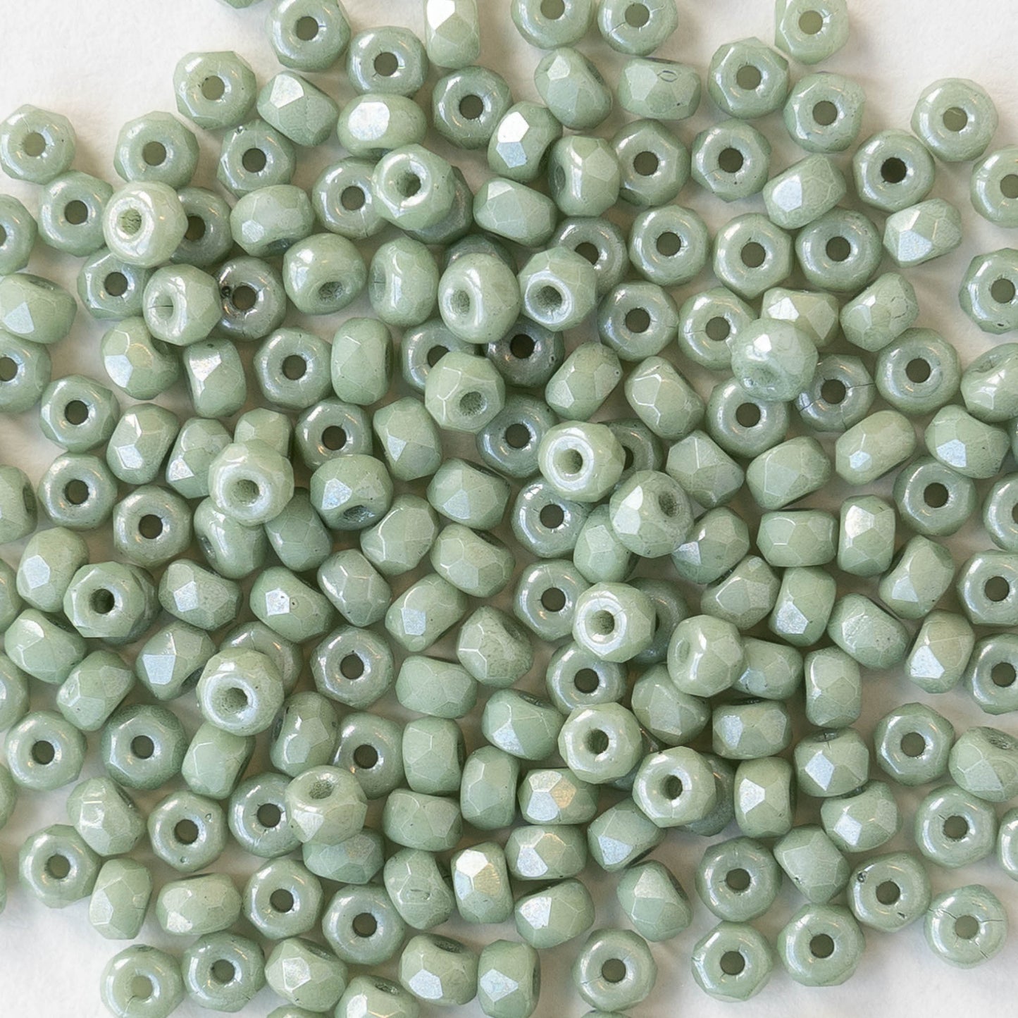 2x3mm Rondelle Beads - Opaque Lt. Green Luster - 50 Beads