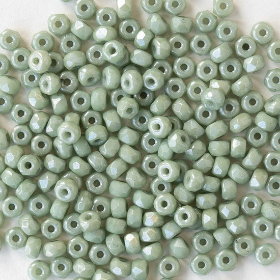 2x3mm Rondelle Beads - Opaque Lt. Green Luster - 50 Beads