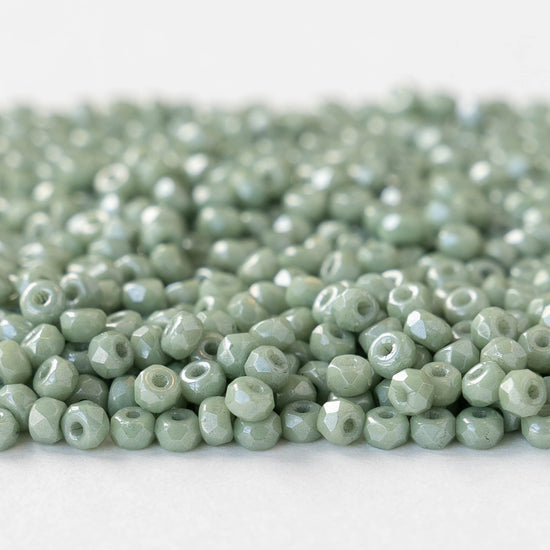 2x3mm Rondelle Beads - Opaque Lt. Green Luster - 50 Beads