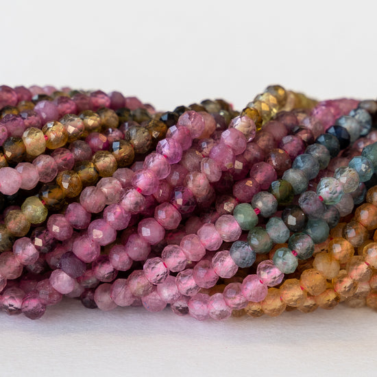 2x3mm Faceted Rondelle - Mixed Tourmaline  - 16 inches