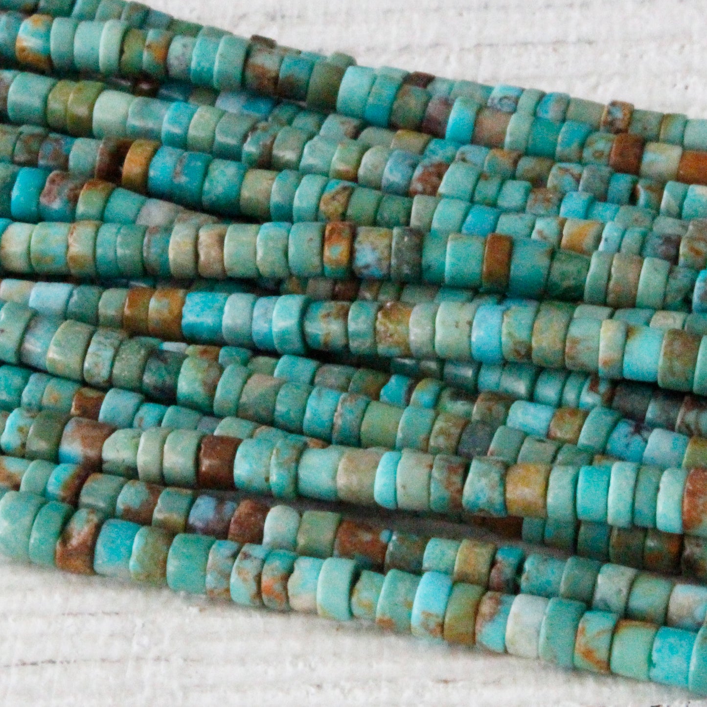 2x3mm Tiny Turquoise Heishi Beads - 15 Inches