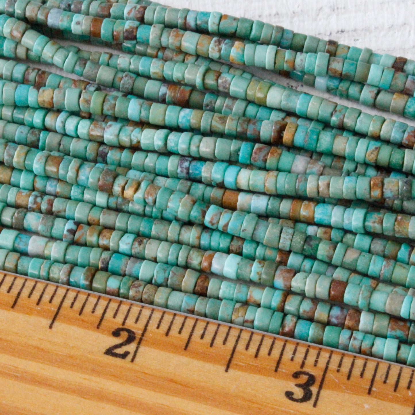 2x3mm Tiny Turquoise Heishi Beads - 15 Inches