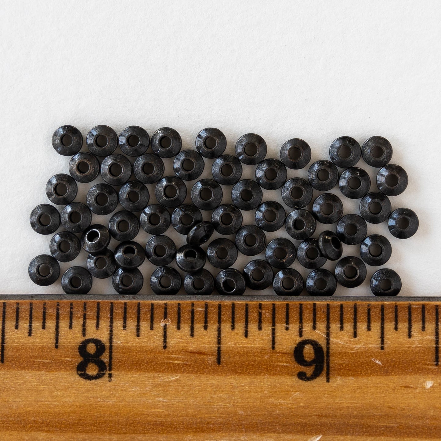 4mm Black Brass Flying Saucer Disk Beads - 60