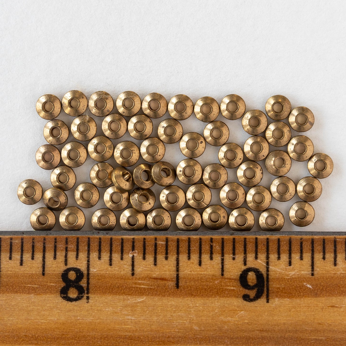 4mm Brass Flying Saucer Disk Beads - 50
