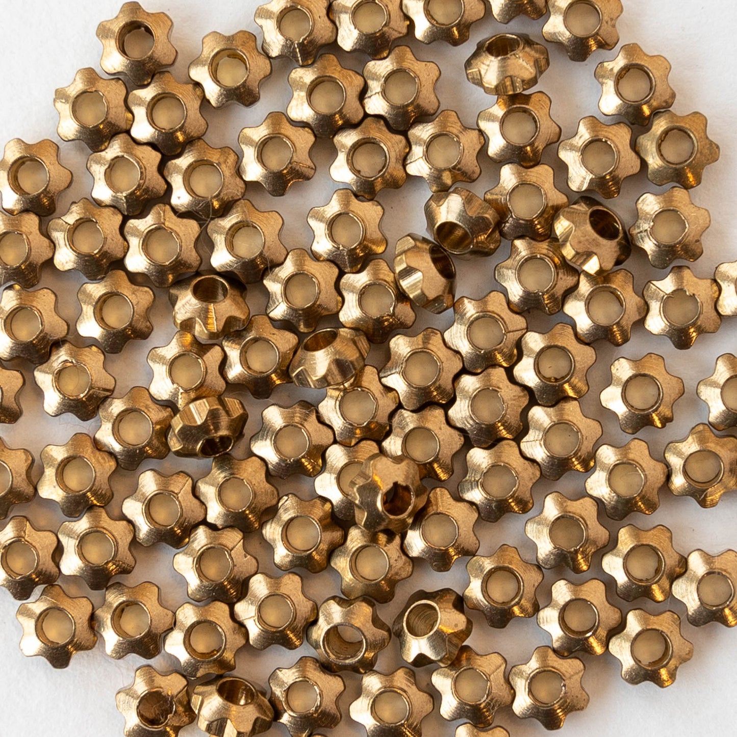 4mm Metal Gear Spacer Beads - Brass - 50 Beads